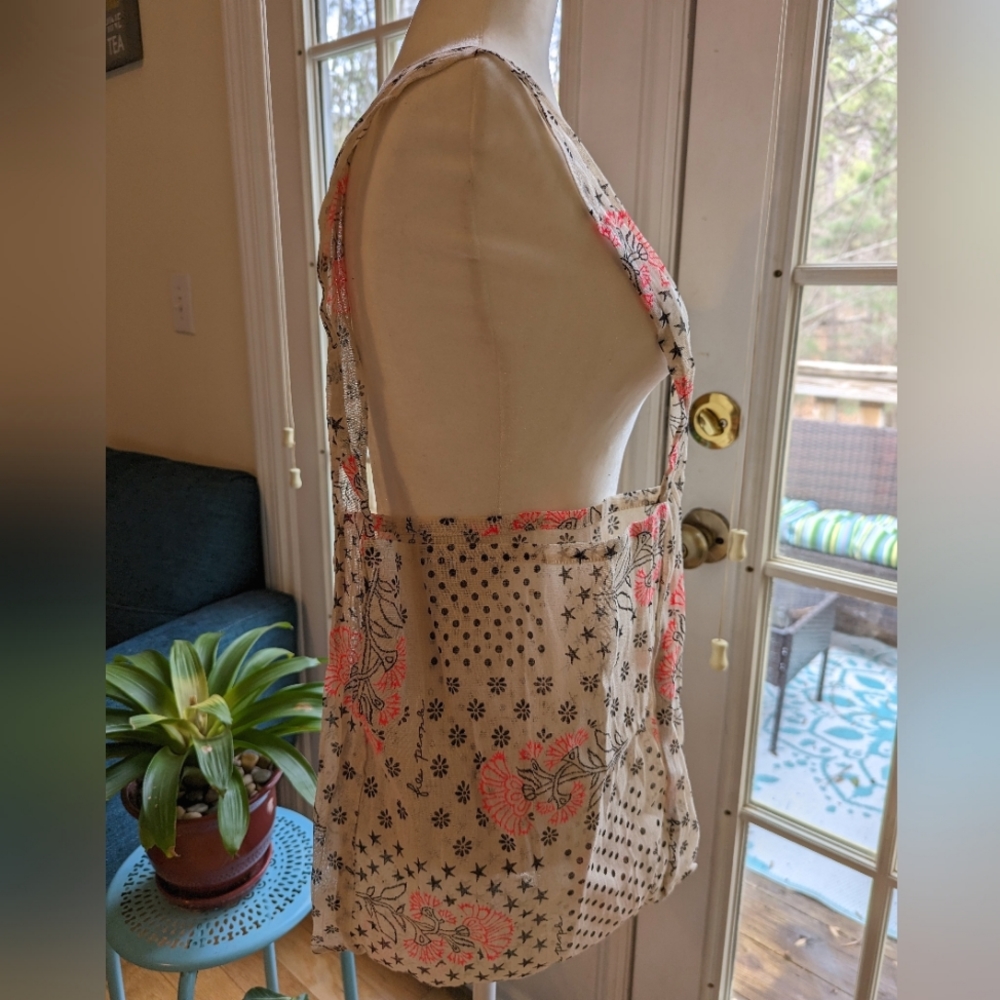 FREE PEOPLE BOHO SHOULDER TOTE BAG GAUZE IN PINK BLACK SHEER AND LIGHTWEIGHT NEW
